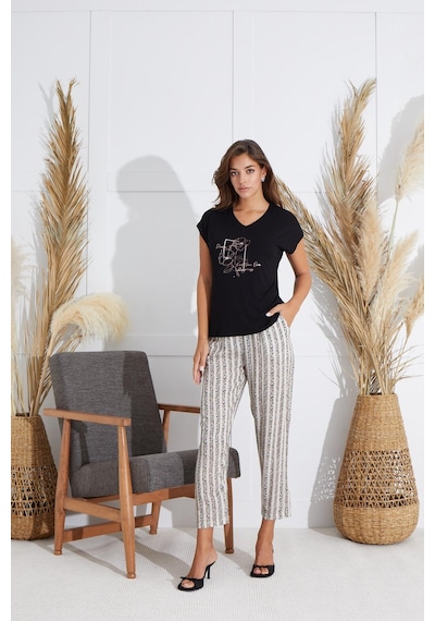 Sevim Kadın Kısa Kol Siyah Pijama Takım C4t8n6o51 001