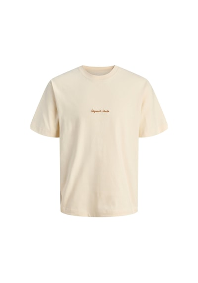 Jack & Jones Erkek Jornorrebro Emb Tee Ss Crew Neck Nakışlı Tişört Krem