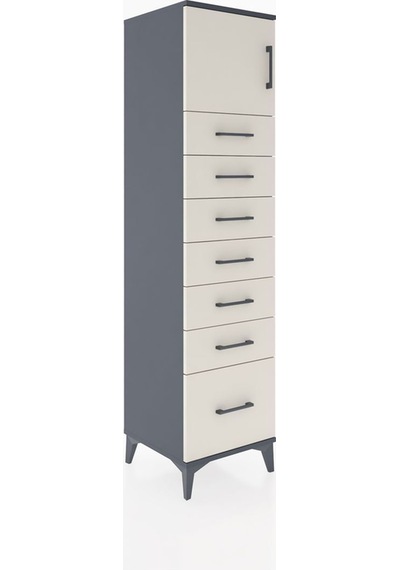 Hyperion Dolap Tek Raflı 7 Çekmeceli Tek Kapaklı 44x44x182 Antrasit-aytaşı Antrasit Hyperion Dolap Tek Raflı 7 Çekmeceli Tek Kapaklı 44x44x182 Antrasit-aytaşı Antrasit