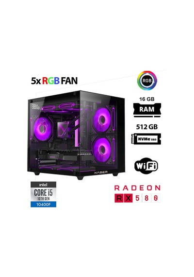 Xaser Cube X110 i5-10400F 16 GB 512 GB M.2 Nvme SSD 8 GB RX580 Free Dos Masaüstü Oyuncu Bilgisayarı