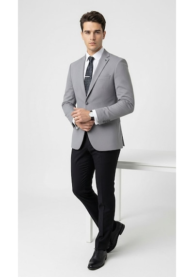 Plus Scorpion Plus Scorpıon Erkek Açık Füme Slim Fit Blazer Ceket Tek Düğme, Modern Kesim Füme
