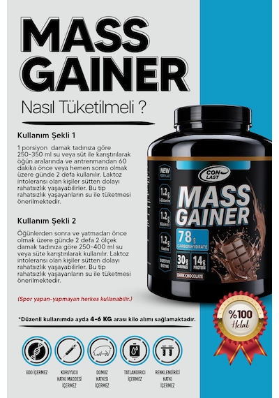 Gelişim Paketi Mass Gainer Karbonhidrat 2000g/bcaa 300g/creatine 120g/l-carnıtıne 3000mg Aromalı