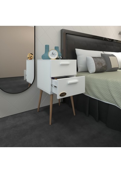 Kenzlife Komodin Donatur Byz 74 39 39 Çift Çekmeceli Ahşap Ayaklı Komidin Cordoba