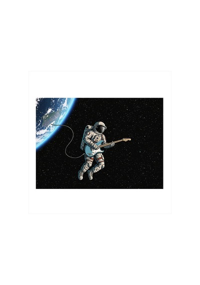 Astronot Uzay Ve Gitar Model Mdf Tablo