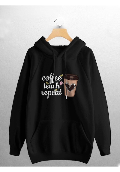 Macklin Unisex Kadın Erkek Coffe Baskılı Sweatshirt Siyah Mck0929 Siyah