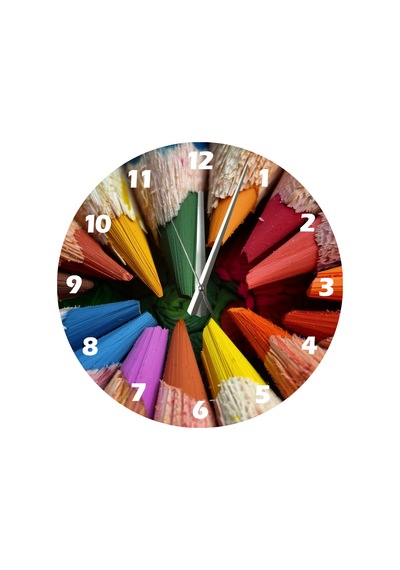 Ti-play Renkli Kalemler 30x30cm Akrilik Dekoratif Modern Duvar Saati ÇOk Renkli
