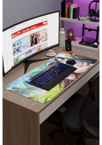 Lan Yan Genshin Impact Anime Oyuncu V4 - 90x40 Xxl Gaming Mouse Pad Fare Altlığı