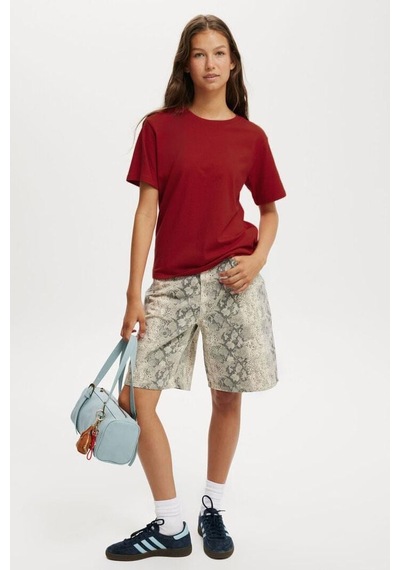 Seeh Bordo Basic Kısa Kollu Kadın T-shirt Sh280