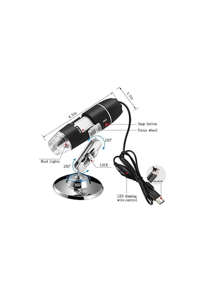 Usb Dijital Mikroskop, El 40x-1000x Büyütme Endoskopu