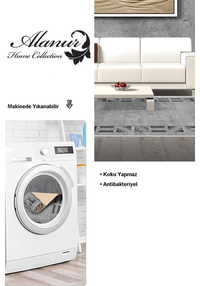 Dekoreko Kaymaz Taban Djt Salon Halısı Yıldız Deri Saçaklı Modern 691m gri