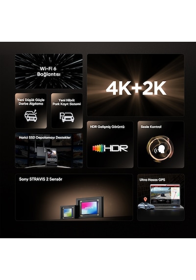 Viofo A329s 2 Kameralı Ön+arka 4k 60fps+2k Wi-fi 6 Hdr Sony Starvıs 2 Sensör Gps'li Ssd Destekli Araç Kamerası
