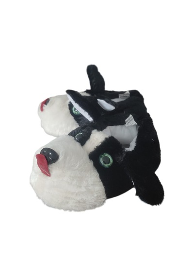 Ateşbags Unisex Hayvan Desenli Ev Ayakkabısı Panduf Siyah