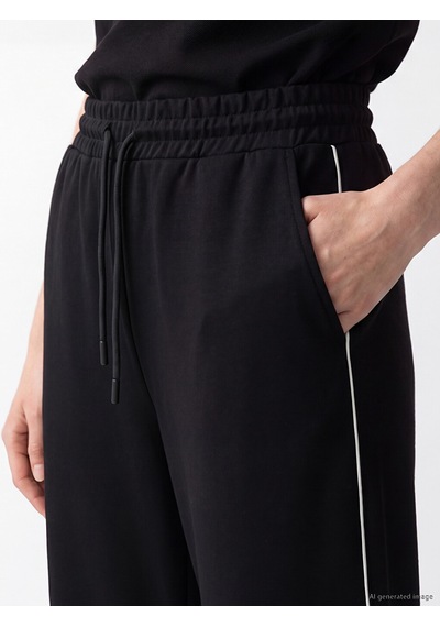 Lcw Comfort Siyah Şerit Detaylı Soft Touch Kadın Eşofman Altı