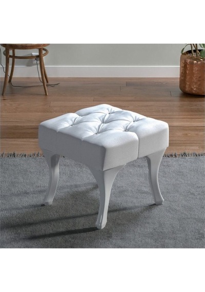 Vinda Kapitoneli Kapıönü Ayak Ucu Bench Puf 45 Cm Beyaz Karışık