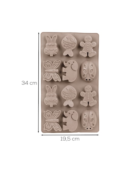 Porsima 30011-1 Silikon 9lu Neşeli Kurabiye Kalıbı Krem 19,5 34cm