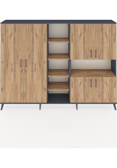 Arges Dolap 13 Raflı 6 Kapaklı 220x30x163 Antrasit-çam Atlas Çam - Antrasit Arges Dolap 13 Raflı 6 Kapaklı 220x30x163 Antrasit-çam Atlas Çam - Antrasit