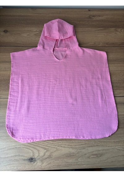 Müslin Kapüşonlu Pembe Deniz Havuz Plaj Panço 2-4 Yaş 2 - 4 Yaş