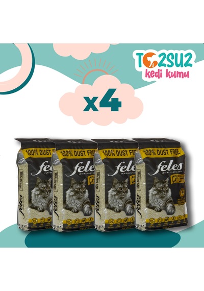 Feles Tozsuz Kedi Kumu Tamamen Doğal Aktif Karbonlu 4 x 10 L