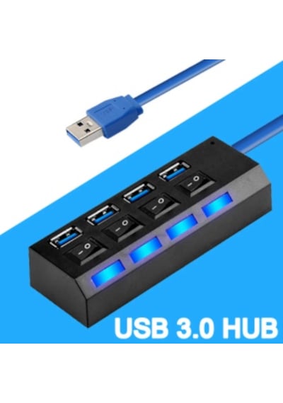 4 Port USB 3.0 Çoklayıcı Hub Anahtarlı Işıklı On Off Düğmeli