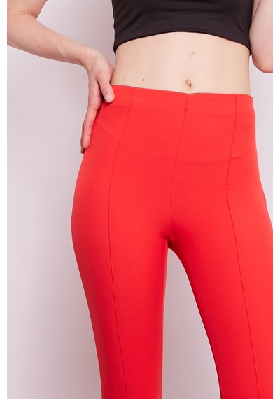 JUMENT Power Strech Likralı Dar Kesim Yüksek Bel Beli Lastikli Bilek Boy Kumaş Pantolon-mercan