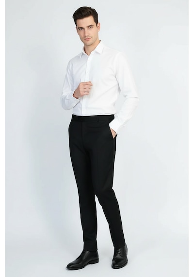 Slim Fit Düz Siyah Klasik Erkek Pantolon Wessi Siyah