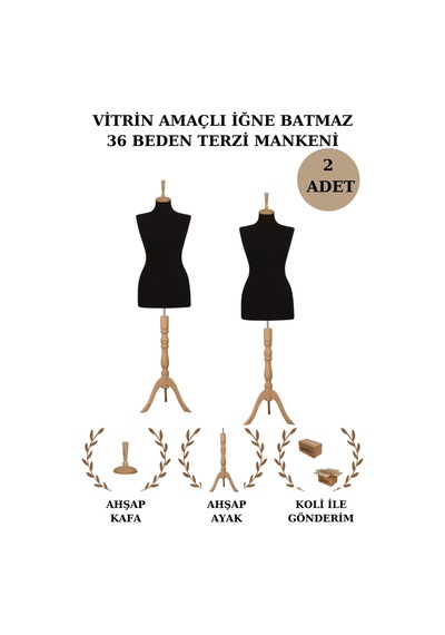 2 Adet Vitrin Amaçlı 36 Beden Terzi Mankeni İğne Batmaz 4