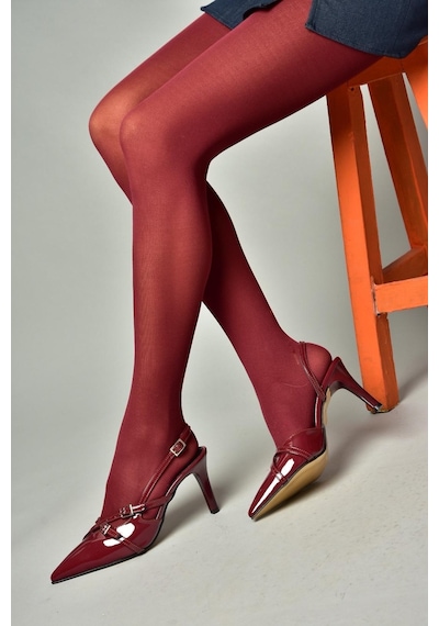 Fox Shoes S654071908 Bordo Rugan Kısa Topuklu Kadın Ayakkabı Bordo