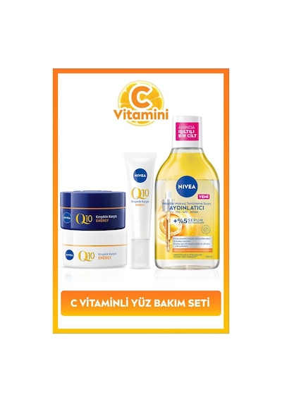 C Vitamini Bakım Seti, Micellar Makyaj Temizleme Suyu 400ml,göz Kremi 15ml, Gündüz Ve Gece Yüz Kremi