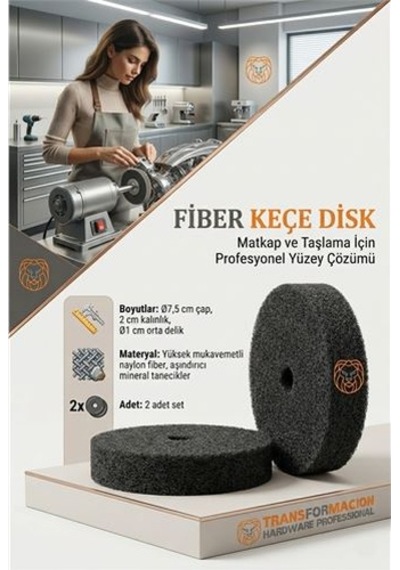 Sert Fiber Keçe Disk 75mm 2 Adet Matkap Ucu Pas Sökücü Parlatma Taşı 723237