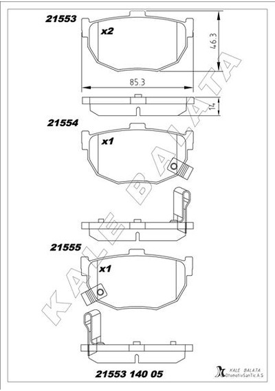 Kale Balata Arka Coupe-elantra-lantra I.2 01- Kale 21553 140 05 Ans Kd13 4406008e91-4406061e90-4406065e90