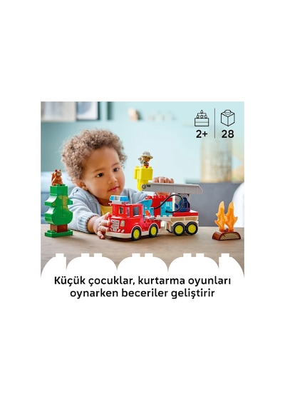 LEGO® DUPLO® Kasabası Hortumlu İtfaiye Aracı ve İtfaiyeci 10473 - 2 Yaş ve Üzeri Çocuklar için Figür İçeren Yapım Seti (28 Parça)