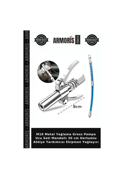 M10 Metal Yağlama Gress Pompa Ucu Seti Mandallı 30 Cm Hortumlu Atölye Yardımcısı Ekipman Yağlayıcı