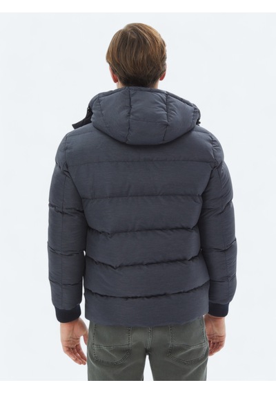Kip Lacivert Regular Fit Kapüşonlu Dokuma Mont