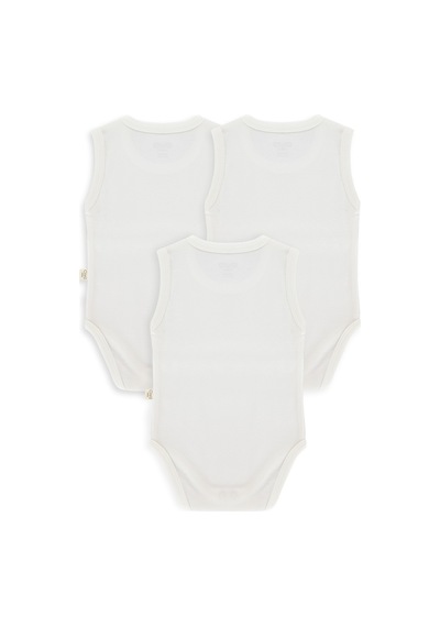 Civil Baby Düz Sıfır Kol 3 Lü 3-9 Ay Çıtçıtlı Badi - Beyaz