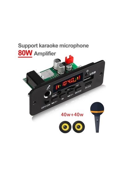 2 X 40 Watt Hoparlör Çıkışlı Mikrofonlu Dekoder