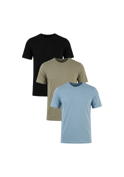 Buratti Pamuklu Regular Fit Bisiklet Yaka 3'lü Paket T Shirt Erkek T Shirt 59020204s3 Siyah-vizon Yeşili-mavi