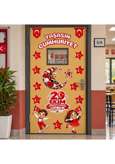 Yaşasın Cumhuriyet Hazır Fügür Kesim Sınıf Kapı Süsü Tüm Yaşlar