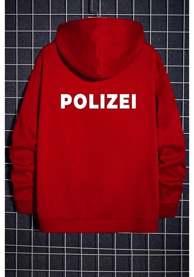 Altamira Unisex Polizei Baskılı Oversize Kapüşonlu Sweatshirt 001