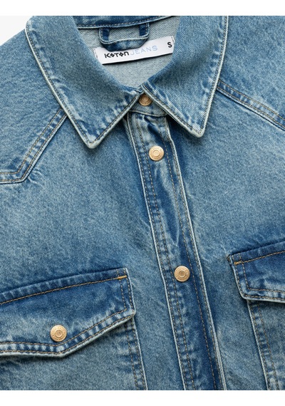 Koton Uzun Kollu Klasik Yaka Cep Detaylı Düğmeli Pamuklu Oversize Denim Gömlek Orta İndigo 5sal60017md Indigo Koton Uzun Kollu Klasik Yaka Cep Detaylı Düğmeli Pamuklu Oversize Denim Gömlek Orta İndigo 5sal60017md Indigo