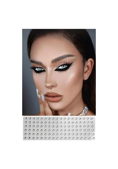 Yüz Taşı Kristal - Burun, Vücut Taşı, Tattoo Makyaj Taşı, Yapışkanlı, 24 Adet Açık Kahverengi