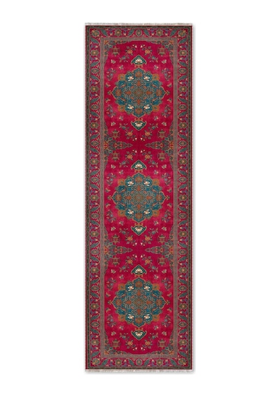 Oriental Garden Fuşya Petrol Çiçek Ve Kuş Desenli Dekoratif Halı 3044-1 Bordo
