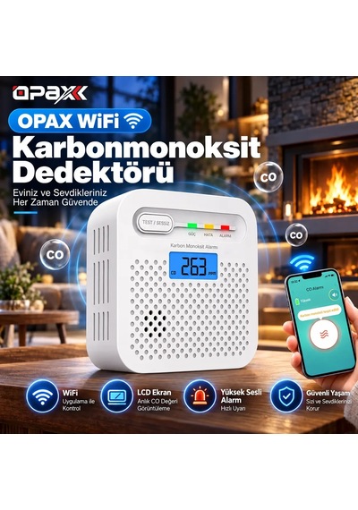 Opax Y100a-aa-w Wifi Karbonmonoksit Dedektörü Ve Co Alarmı