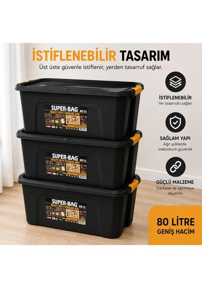 Super Bag 80 L Kapaklı Saklama Kutusu, Ağır Hizmet Plastik Depolama Kutusu, Çok Amaçlı Eşya Düzenleme Ve Saklama Kabı, Darbeye Dayanıklı, Ev Garaj Dep Çok Renkli Super Bag 80 L Kapaklı Saklama Kutusu, Ağır Hizmet Plastik Depolama Kutusu, Çok Amaçlı Eşya Düzenleme Ve Saklama Kabı, Darbeye Dayanıklı, Ev Garaj Dep Çok Renkli