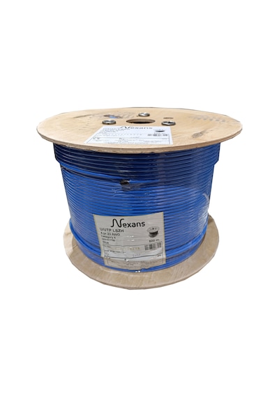 Nexans Nex1611tb5, Mavi, Cat6, 500m, 23awg 0,58mm , Utp, %100 Bakır, Lszh Halogen Free, Makara, Kablo Tek Renk