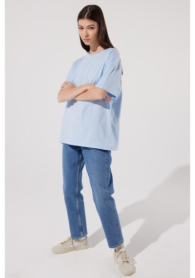 Lee Loose Fit Rahat Kesim %100 Pamuk Bisiklet Yaka Mavi Tişört L231308400 Mavi