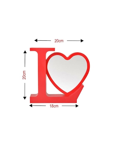 Love Kalpli Fotaraflı Ledli Işıklı Sihirli Ayna Kırmızı