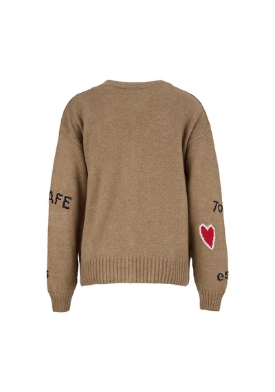 Fabrika Açık Kahve Kadın V Yaka Loose Fit Baskılı Hırka F6wl-hrk0099 Camel
