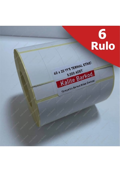 Yanyana 5'Li Termal Etiket 6 Rulo 20x40 MM