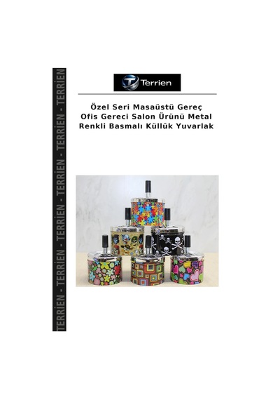 Özel Seri Masaüstü Gereç Ofis Gereci Salon Ürünü Metal Renkli Basmalı Küllük Yuvarlak