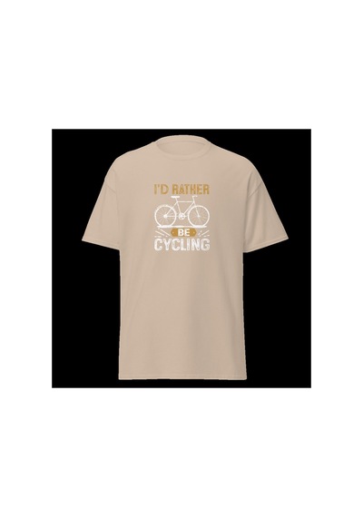 Wildstyle I'd Rather Be Cycling Bisiklet Sürmek Bisikletçi Baskılı Unisex Bisiklet Yaka Pamuklu Tişört Camel